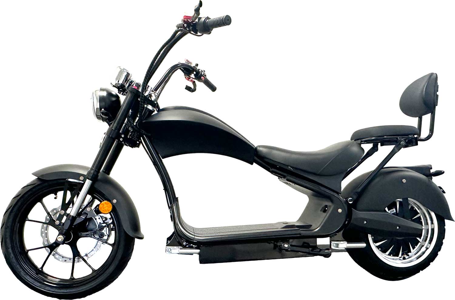 RocknBike EMH3 Elektro-Chopper 45km/h Schwarz-Matt Vorne Rechts