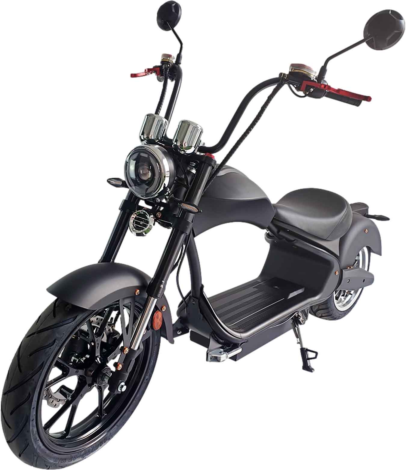 RocknBike EMH3 Elektro-Chopper 45km/h Schwarz-Matt Vorne Links