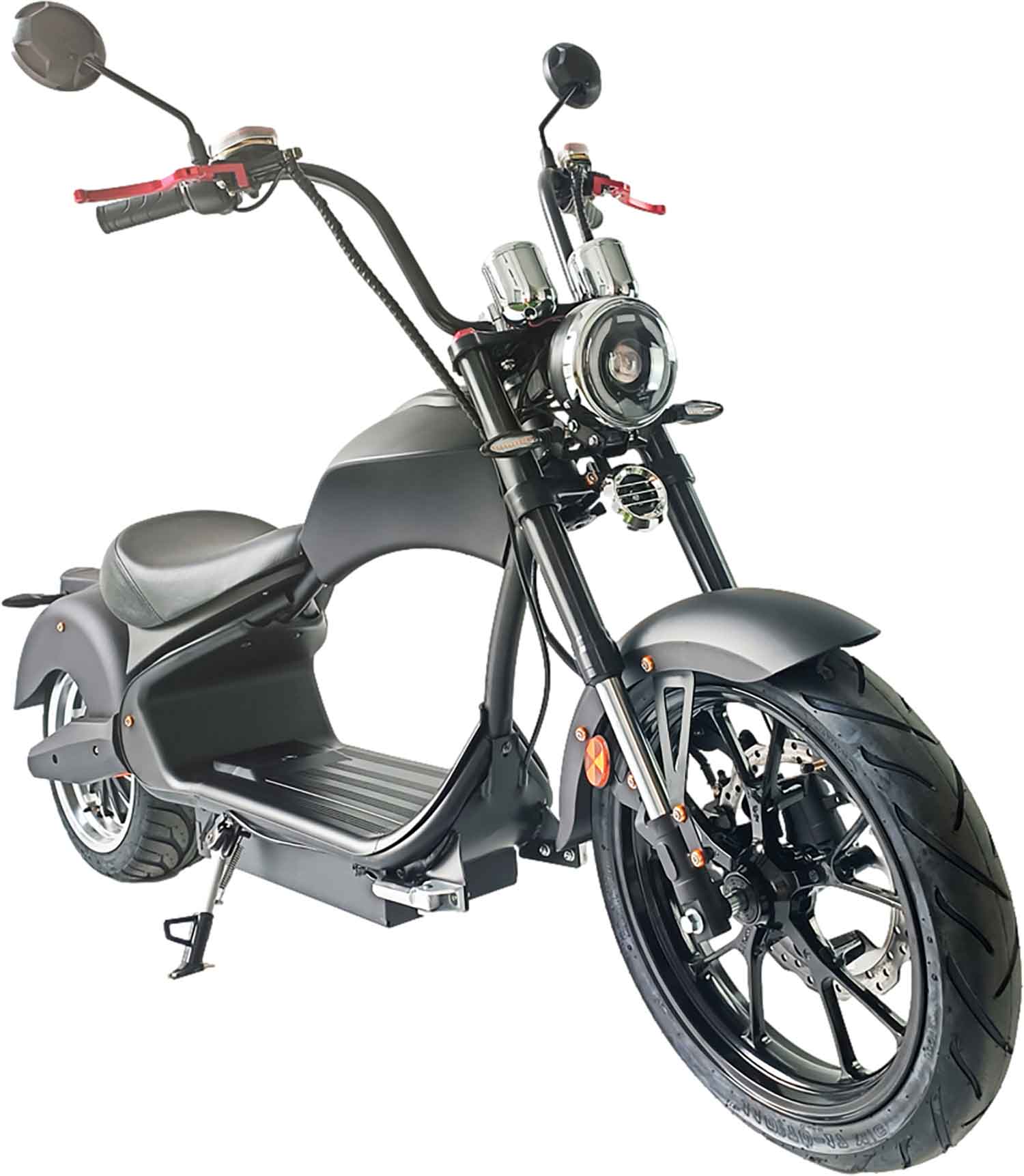 RocknBike EMH3 Elektro-Chopper 45km/h Schwarz-Matt Vorne Rechts